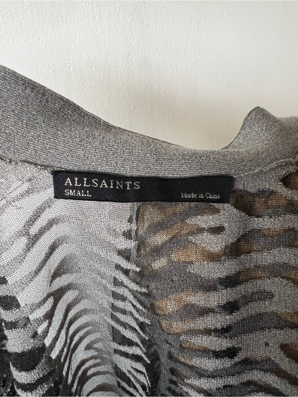 AllSaints Sheer Zebra-Print SHOR Cardigan - Picture 4 of 5
